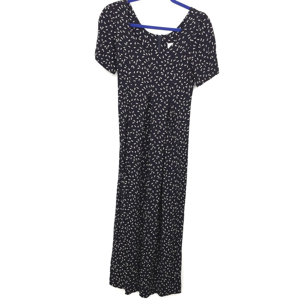 Vintage 80s 90s Laundry dresses black floral‎ jumpsuit cottagecore kidcore 8